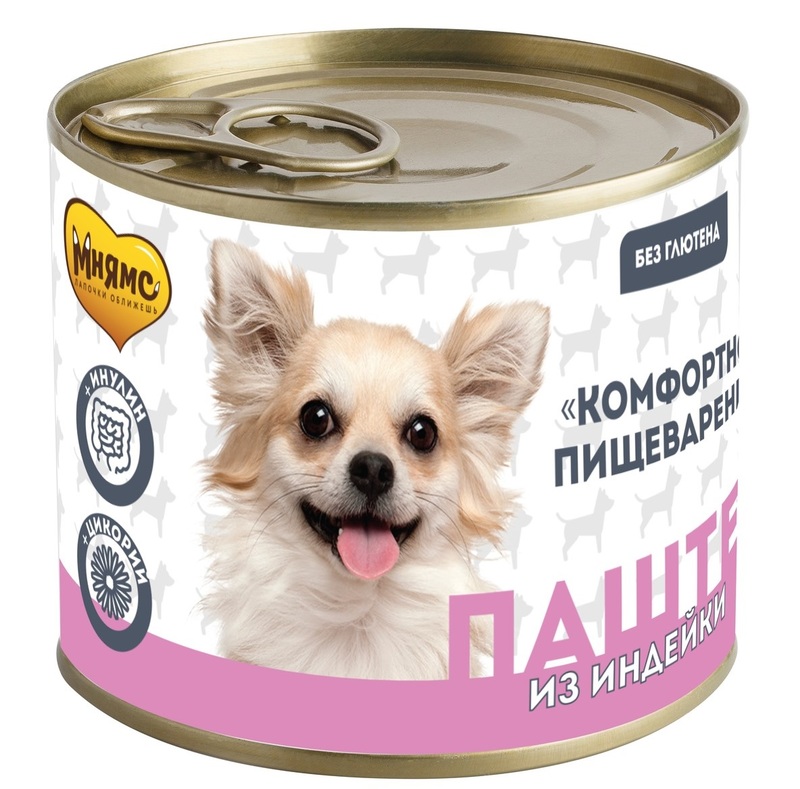 консервы для собак всех пород "мнямс комфортное пищеварение" паштет из индейки, 200 г