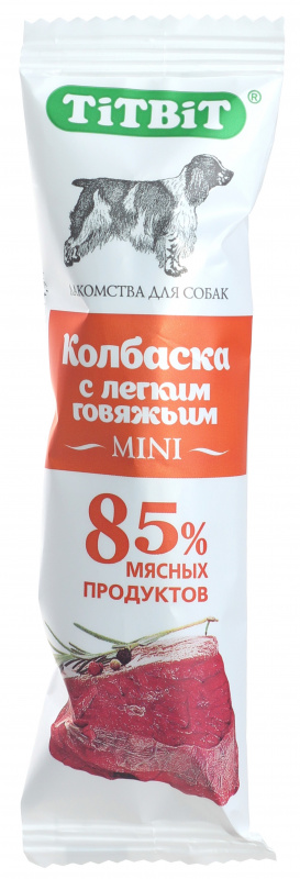 лакомство для собак "titbit" (титбит) колбаска с легким говяжьим мини