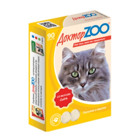 витамины для кошек "доктор zoo" с сыром, 90 таб.