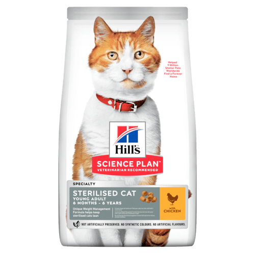 сухой корм для стерилизованных кошек "hill's science plan young adult sterilised" (хиллс) с курицей