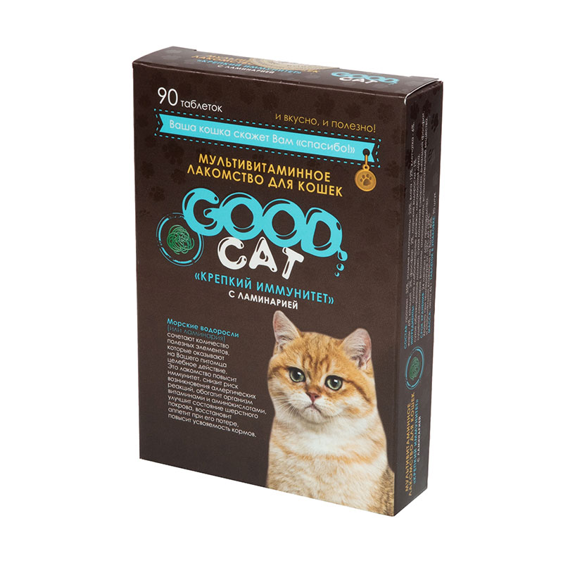 витамины для кошек "good cat" (гуд кэт) крепкий иммунитет с ламинарией, 90шт
