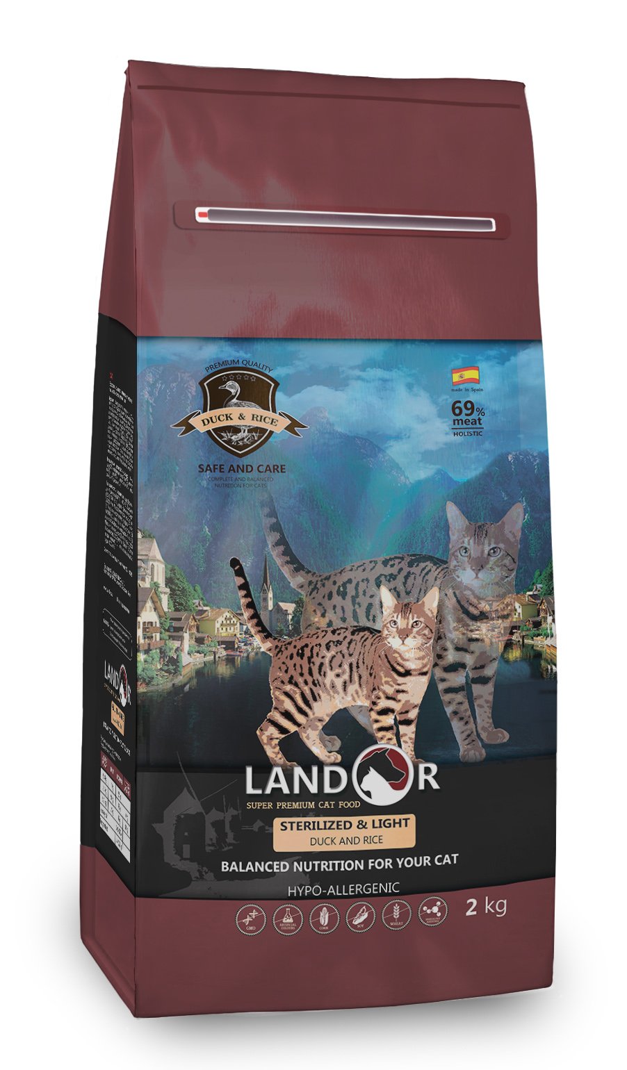 сухой корм для стерилизованных кошек с избыточным весом "landor sterilised&lite" (ландор) с уткой