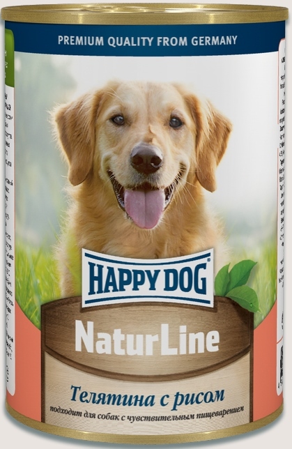 консервы для собак "happy dog" (хэппи дог) с телятиной и рисом