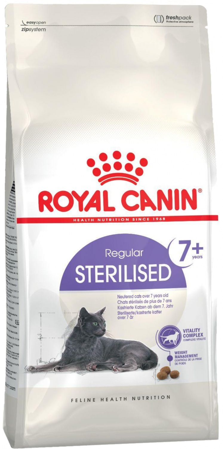 сухой корм royal canin sterilised 7+ для пожилых кошек, кастрированные или стерилизованные