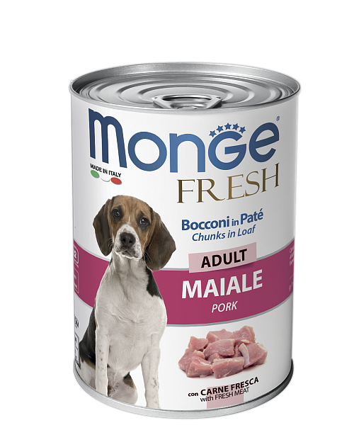 консервы для собак "monge dog fresh chunks in loaf" (монж) мясной рулет свинина