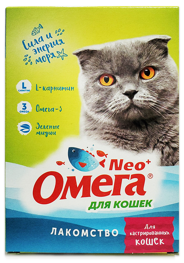 витамины для кастрированных и стерилизованных кошек "омега neo+", таблетки, 90 шт