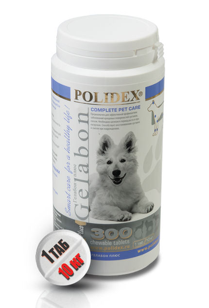 polidex гелабон плюс для собак, таблетки, № 300 (1таб/10кг), профилактика и лечение опорно- двигательного аппарата