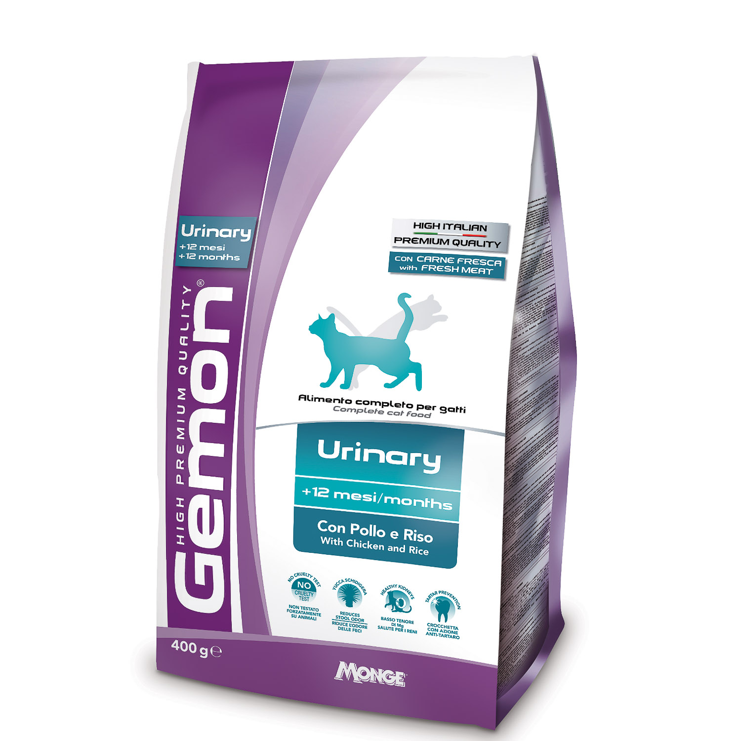 сухой корм для кошек "gemon cat urinary" (джимон) профилактика мочекаменной болезни с курицей и рисом