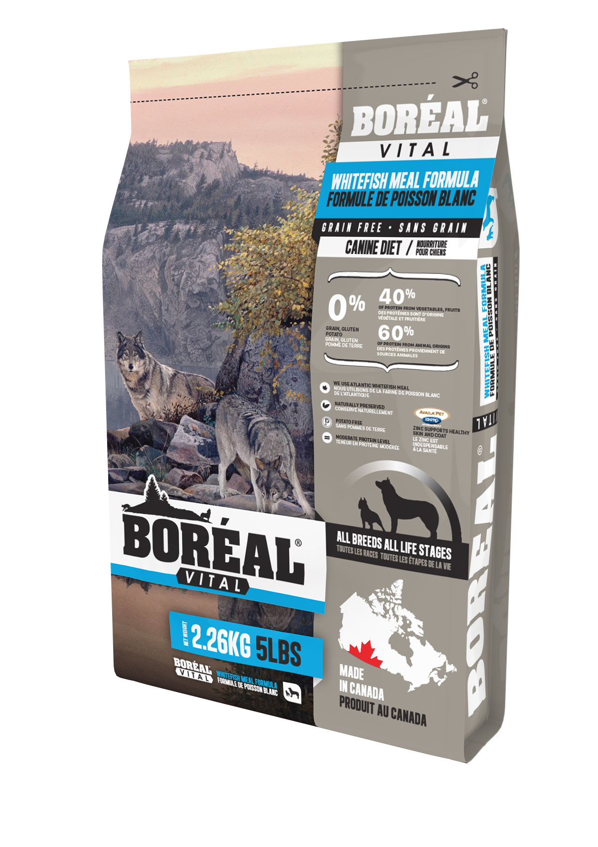 boreal vital сухой корм для собак всех пород с белой рыбой