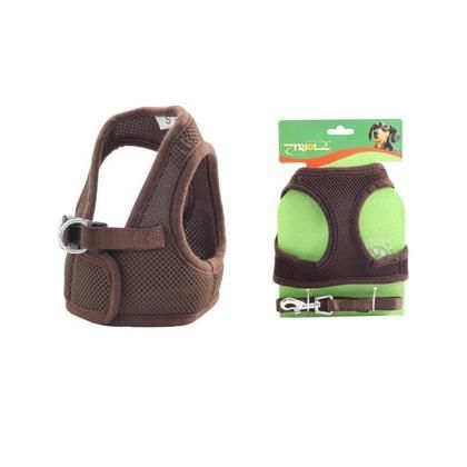 триол 11361010 мягкая шлейка-жилетка с поводком 1,5-120см, нейлон, коричневая, обхват груди 35см