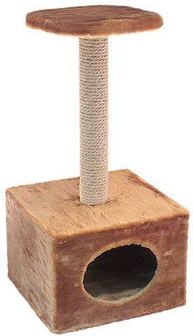 дарэлл  домик-когтеточка чип куб с полкой малый, джут 36*35*71см