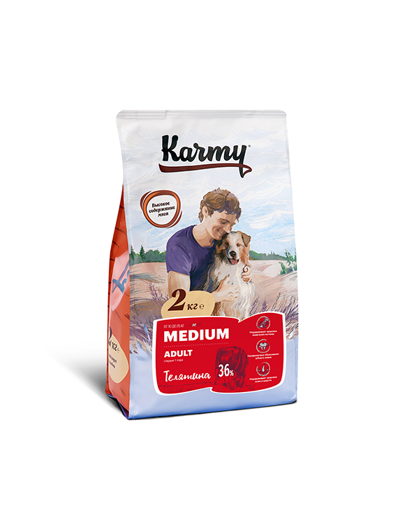сухой корм для собак средних пород "karmy medium adult" (карми) с телятиной