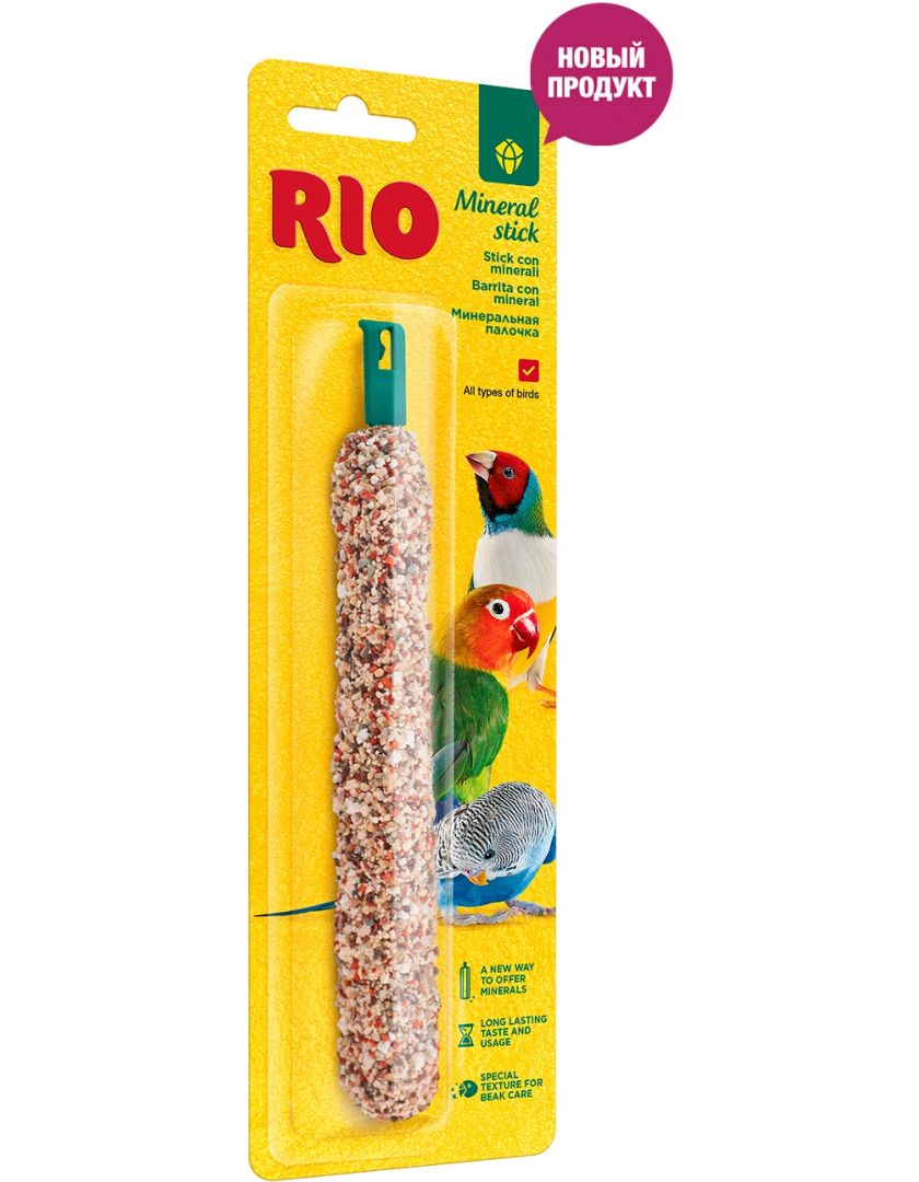 минеральная палочка "rio" (рио) для всех видов птиц, 1шт*65г