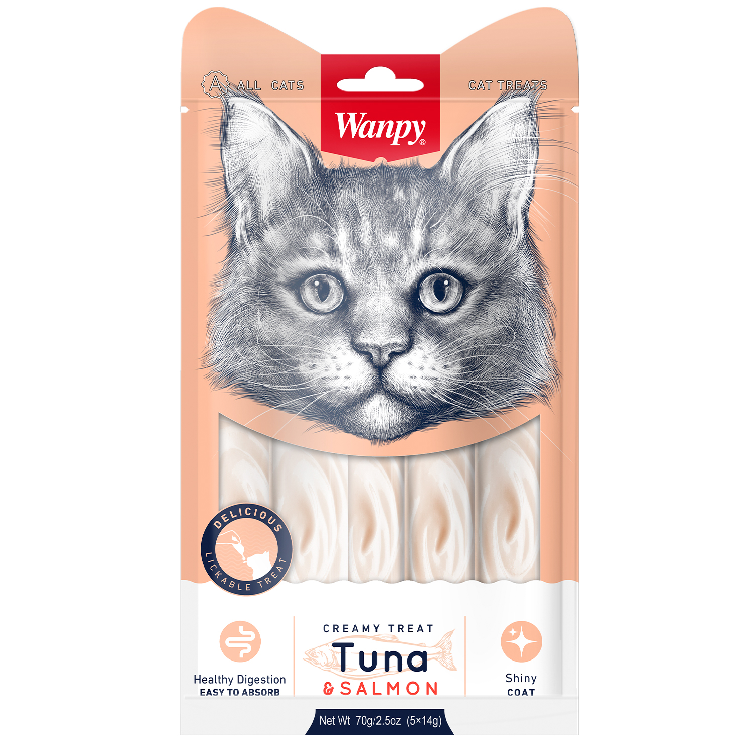 лакомство для кошек "wanpy cat" нежное пюре из тунца и лосося