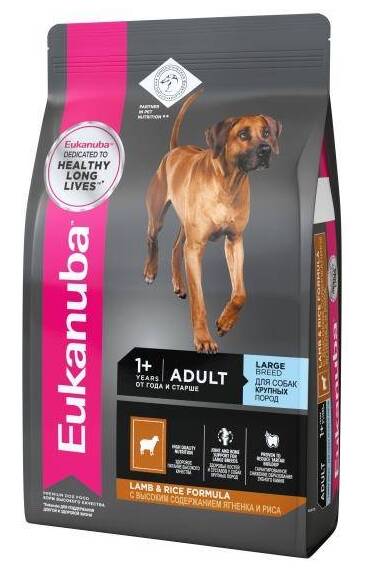 eukanuba dog сухой корм для взрослых собак крупных пород ягненок