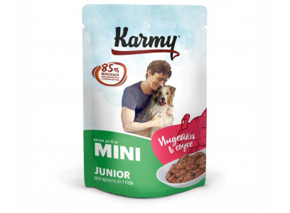 паучи "karmy mini junior" для щенков индейка в соусе