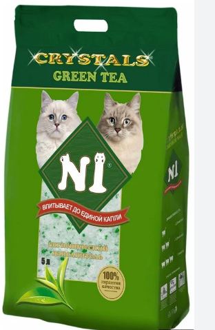 наполнитель для кошачьего туалета "n1 crystals" зеленый чай cиликагелевый