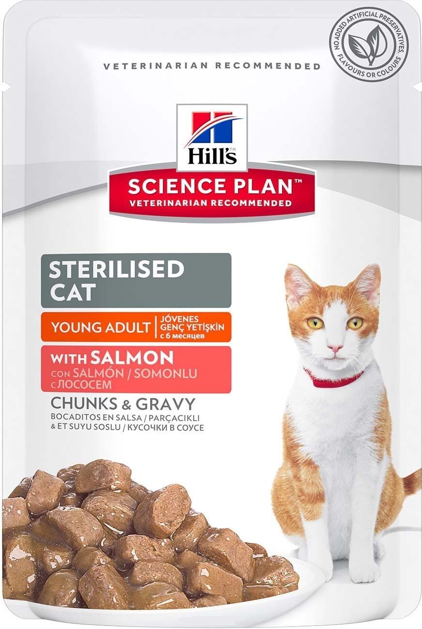паучи для стерилизованных кошек "hill's science plan sterilised" (хиллс) с лососем