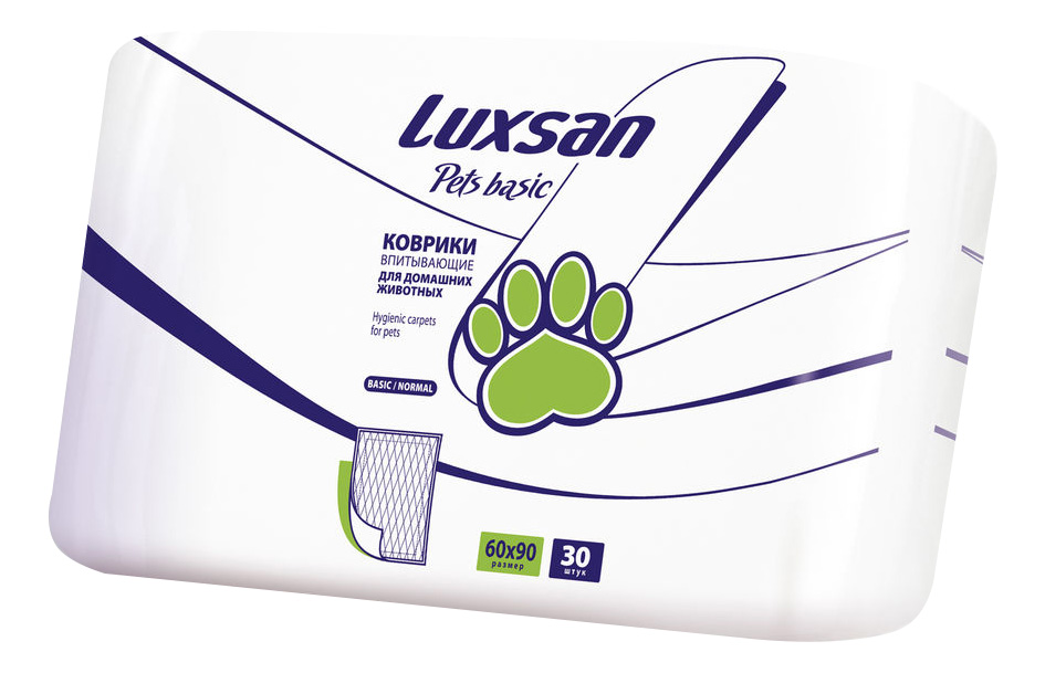 luxsan 3.69.030.1 pets basic коврики впитывающие для домашних животных 60*90см*30шт
