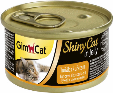 gimcat shinycat консервы для кошек из тунца с цыпленком 70 г