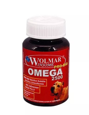 wolmar winsome pro bio omega 2500, комплекс для собак для нормализации обмена веществ, таблетки, № 100