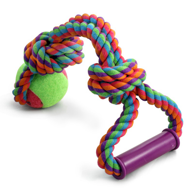 триол 12111022 грейфер д/собак веревка цветная с 2-мя узлами, ручкой и мячом d65/380мм