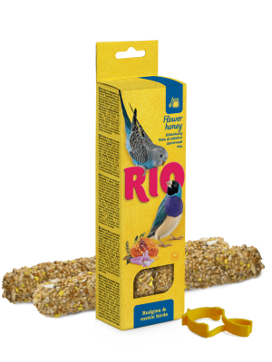 лакомство для волнистых попугаев и экзотов "rio" (рио) палочки с мёдом, 2х40г