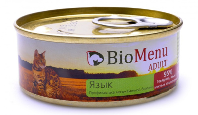 консервы для кошек "био меню" паштет с языком