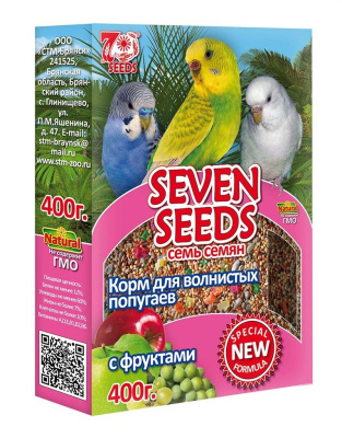корм для волнистых попугаев "seven seeds special" (7 семян) с фруктами
