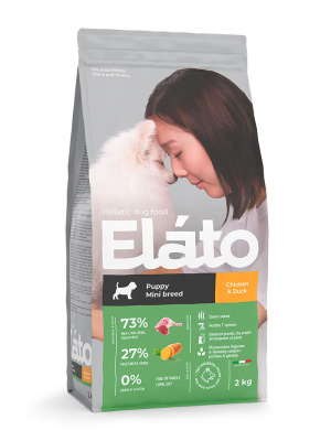 сухой корм для щенков мелких пород "elato holistic puppy mini chicken & duck" (элато) с курицей и уткой