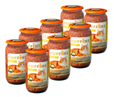 консервы для кошек "puffins" (пуффинс) с курицей и печенью