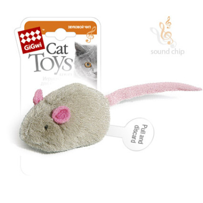 игрушка для кошек gigwi 75040 "мышка" со звуковым чипом