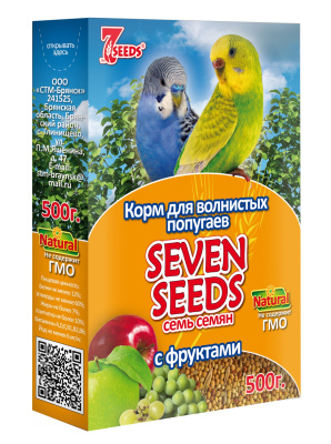 корм для волнистых попугаев "seven seeds" (7 семян) с фруктами