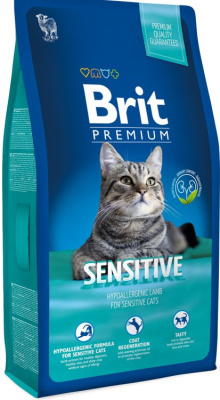 сухой корм для кошек с чувствительным пищеварением "brit sensitive" (брит) с ягнёнком
