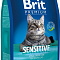 сухой корм для кошек с чувствительным пищеварением "brit sensitive" (брит) с ягнёнком