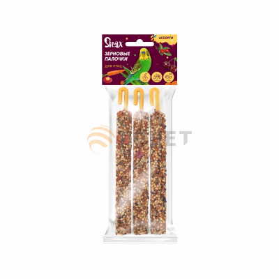 зерновые палочки для птиц "snax" ассорти (вишня, шиповник, овощи), 3шт*75 г