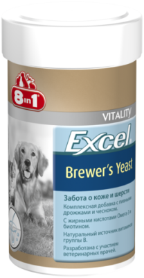 витамины для кошек и собак "8in1 excel brewers yeast забота о кожи и шерсти" с пивными дрожжами  (1430 т)