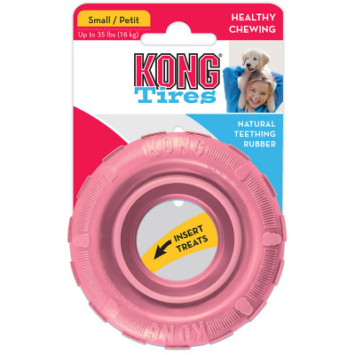kong puppy игрушка для щенков "шина" малая диаметр 9 см цвета в ассортименте: розовый, голубой