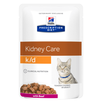 паучи для кошек "hill's prescription diet feline k/d renal health" (хиллс ренал к/д) с говядиной