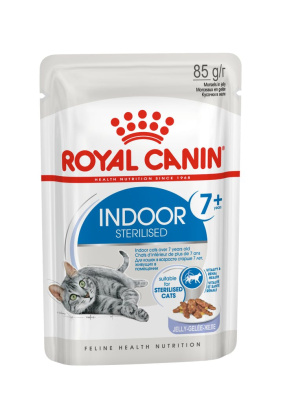 паучи royal canin indoor sterilised 7 + в желе для стареющих стерилизованных кошек, живущих в помещении