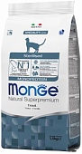 сухой корм для стерилизованных кошек "monge monoprotein sterilised" (монж) с форелью