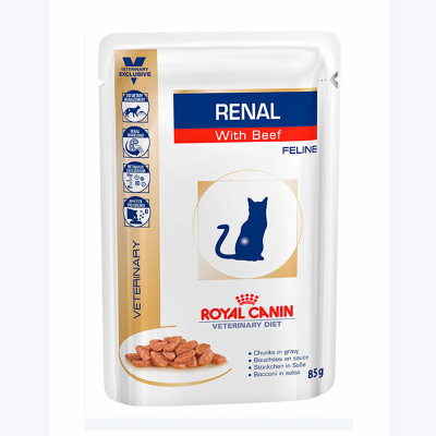 паучи для кошек с заболеваниями почек "royal canin renal feline" (роял канин) с говядиной