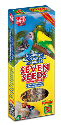 лакомство для попугаев "seven seeds" (7 семян) палочки с витаминами и минералами, 3шт*90г
