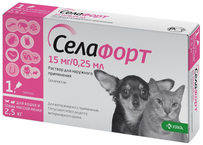 селафорт 6% 0,25 мл (15 мг) для собак и кошек до 2,5 кг, №1