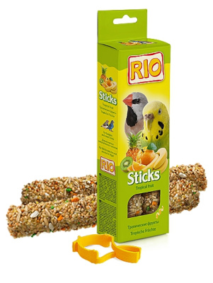 лакомство для волнистых попугаев и экзотов "rio" (рио) палочки с тропическими фруктами, 2х40г
