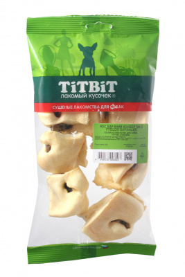 лакомство для собак "titbit" (титбит) нос бараний конвертик с рубцом бараньим - мягкая упаковка