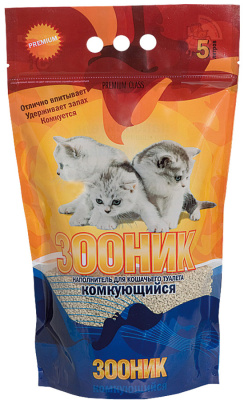 наполнитель для кошачьего туалета "зооник", комкующийся