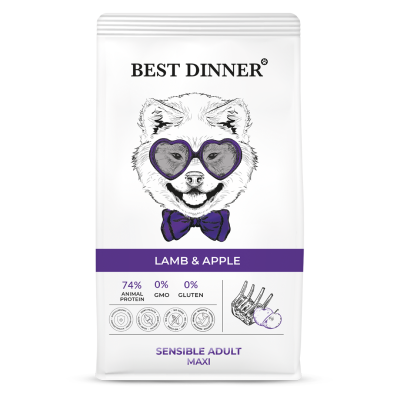 сухой корм для крупных пород собак "best dinner sensible adult maxi lamb & apple" (бест диннер) с ягнёнком и яблоком