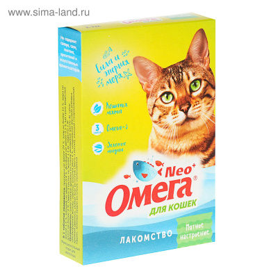 витамины для кошек "омега neo+ мятное настроение" с кошачьей мятой, таблетки, 90 шт