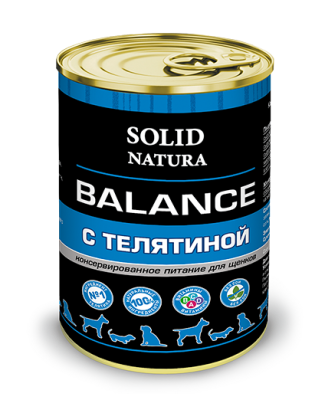 влажный корм для щенков "solid natura balance" (солид натура) телятина